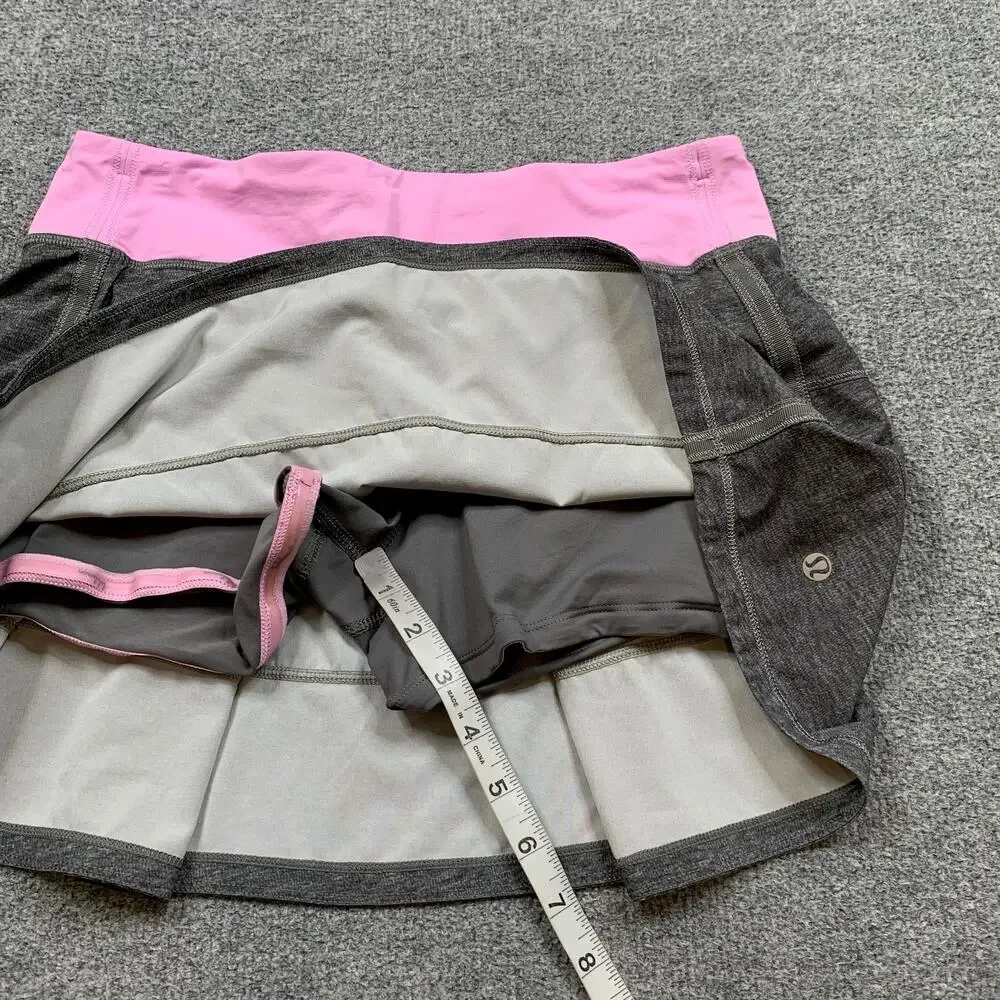Lululemon Skort Womens 6 Light Pink Gray Pleated Pace Rival Pull On Zip Pocket